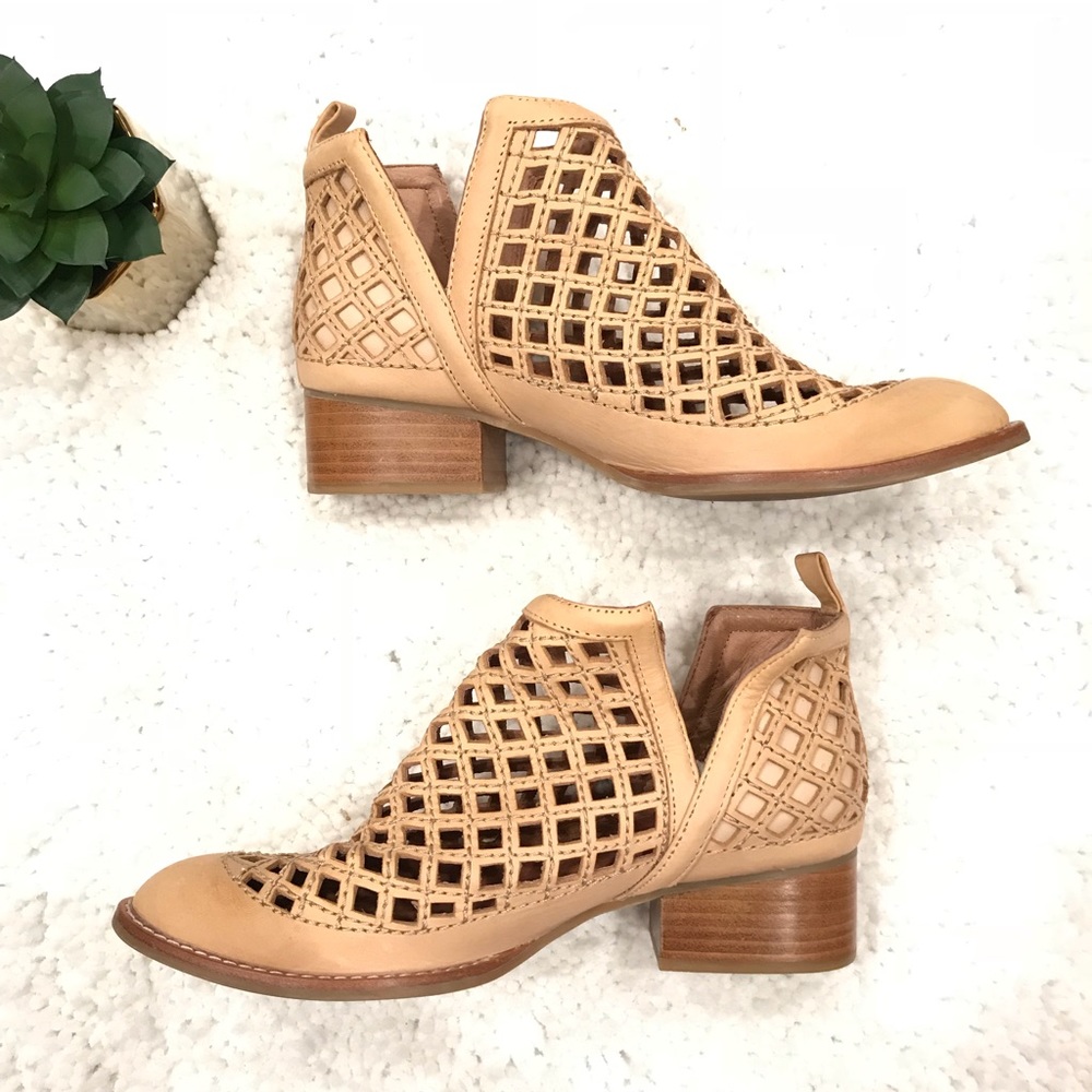 Jeffrey Campbell Taggart Open Weave Tan Booties - Picture 3 of 8